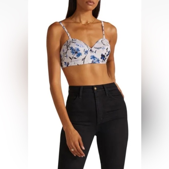 Favorite Daughter Ex Boyfriend Bra Crop‎ Top in Blue White Floral NEW Size Small - Picture 1 of 6